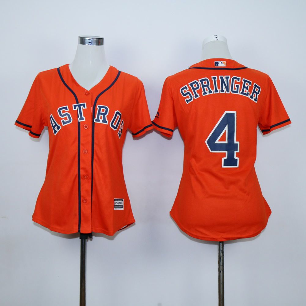 Women Houston Astros #4 Springer Oragne MLB Jerseys